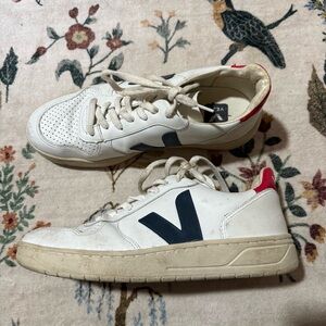 Veja white and Navy Sneakers with Red Accents 40/9